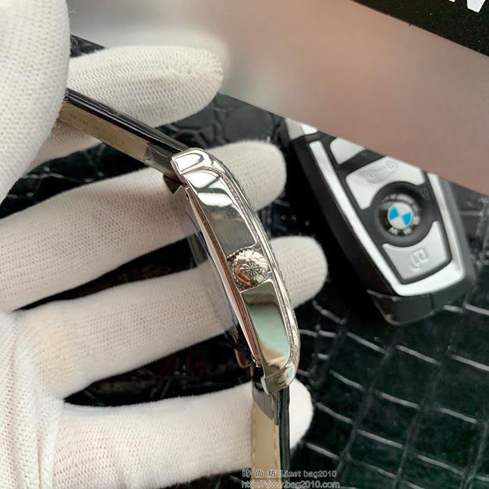百達翡麗PATEK PHILPPE 新品 方形酒桶 自動機芯 316L精鋼表殼 牛皮針扣皮帶 簡約商務 男士腕表  wssb3853